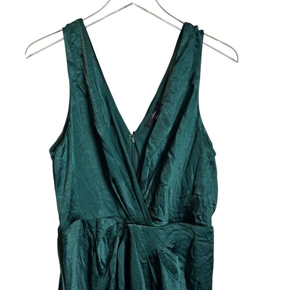 NEW Lulus Perfect Refinement Emerald Green Satin Sleeveless Pleated Maxi Dress - Picture 7 of 12